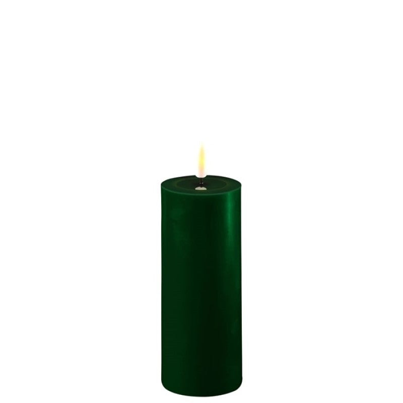 Mørk Grøn LED bloklys Ø 5 x H 12,5 cm.