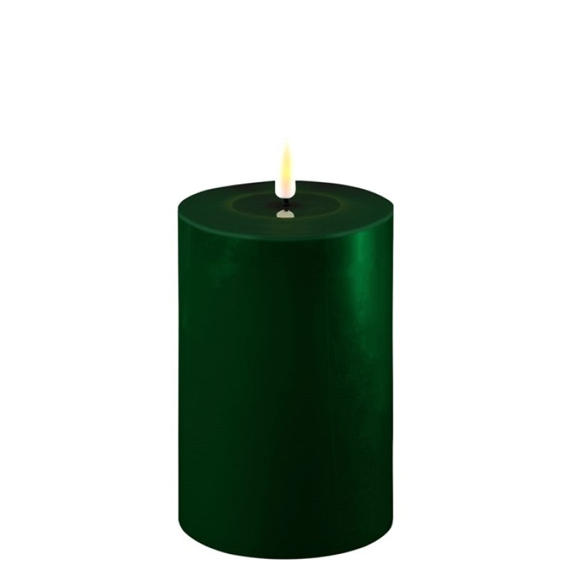 Mørk Grøn LED bloklys Ø 10 x H 15 cm.