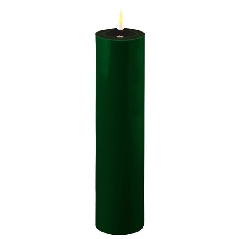 Mørk Grøn LED bloklys Ø 5 x H 20 cm.