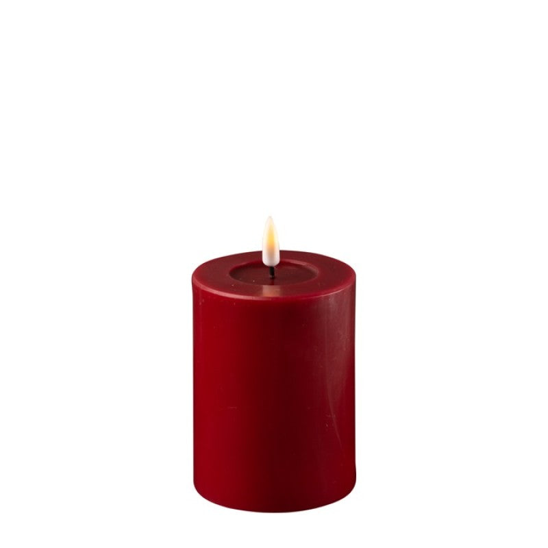 Rød LED bloklys Ø 7,5 x H 10 cm.
