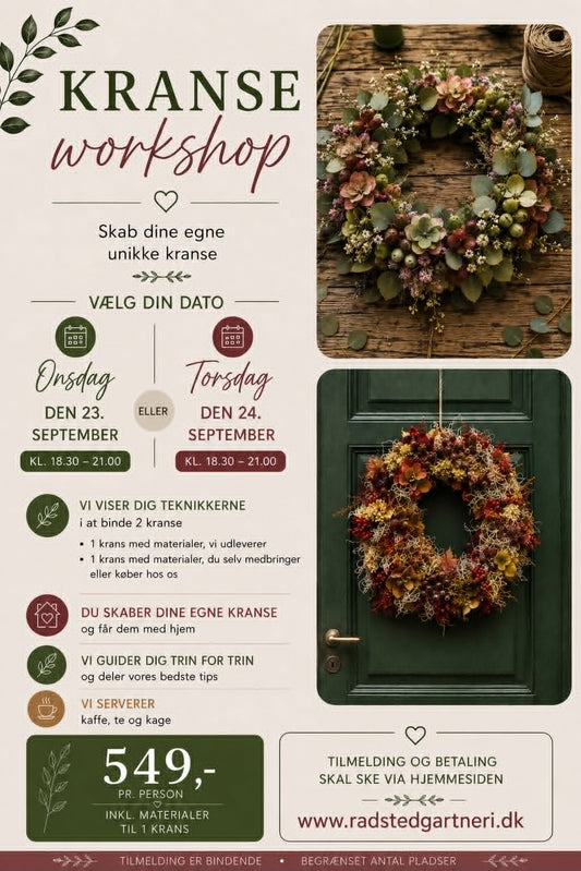 Workshop Kranse Torsdag d. 24. September