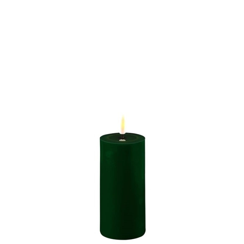 Mørk Grøn LED bloklys Ø 5 x H 10 cm.