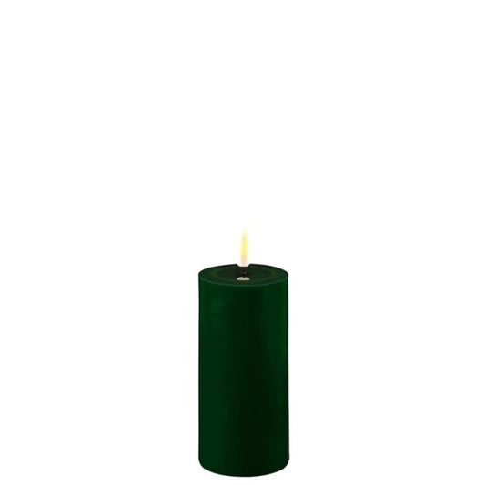 Mørk Grøn LED bloklys Ø 5 x H 10 cm.