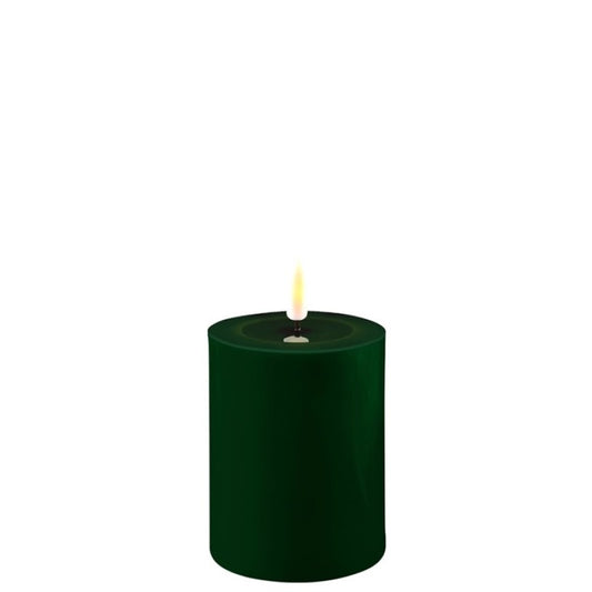 Mørk Grøn LED bloklys Ø 7,5 x H 10 cm.