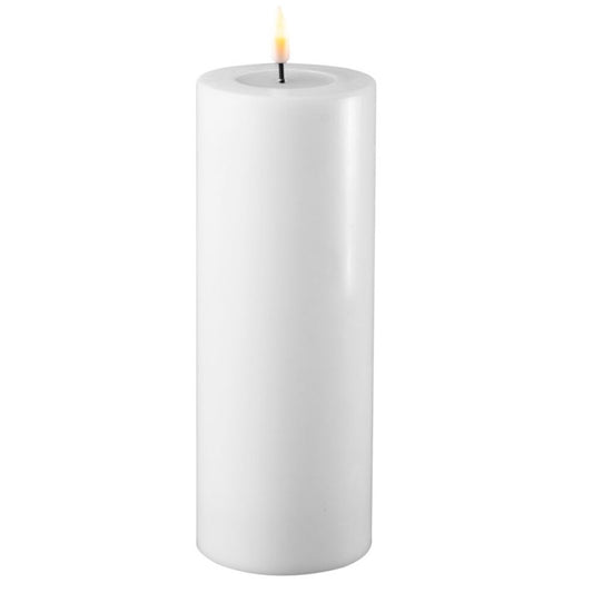 Hvid LED bloklys Ø 7,5 x H 20 cm.