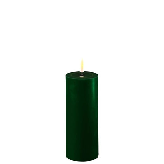 Mørk Grøn LED bloklys Ø 5 x H 12,5 cm.