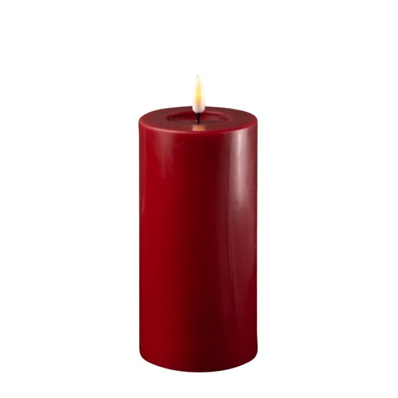 Rød LED bloklys Ø 7,5 x H 15 cm.