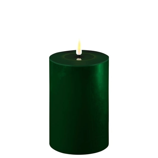 Mørk Grøn LED bloklys Ø 10 x H 15 cm.