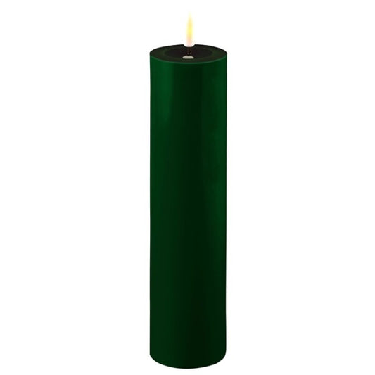 Mørk Grøn LED bloklys Ø 5 x H 20 cm.