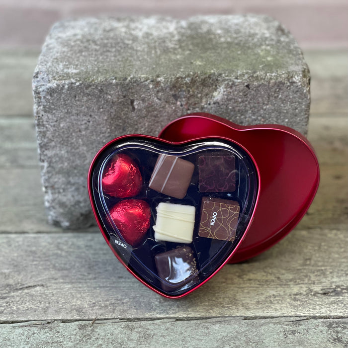 Rødt hjerte med chokolade